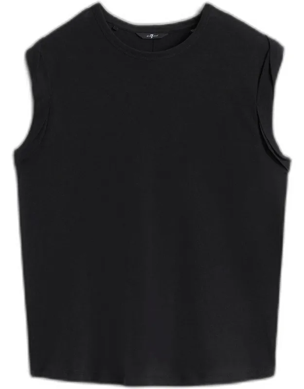 Linen Blend Muscle Tee With Crew Neckline And Dropped Armholes