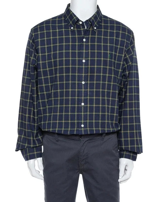 Plaid Cotton Long Sleeve Button Front Shirt