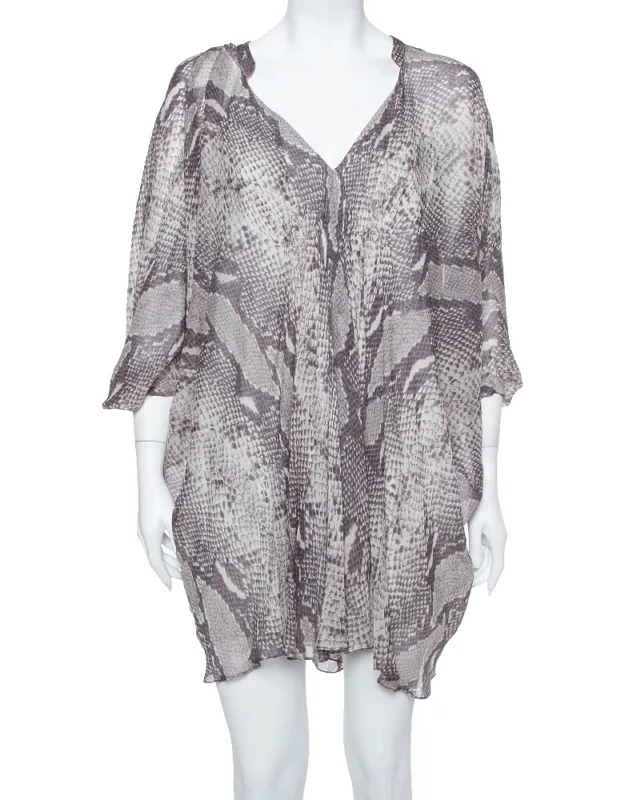 Snakeskin Printed Silk Draped Fleurette Dress