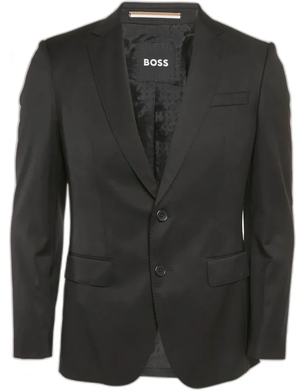 Black Gabardine Single Breasted Blazer - Tailored Fit, Polished Look