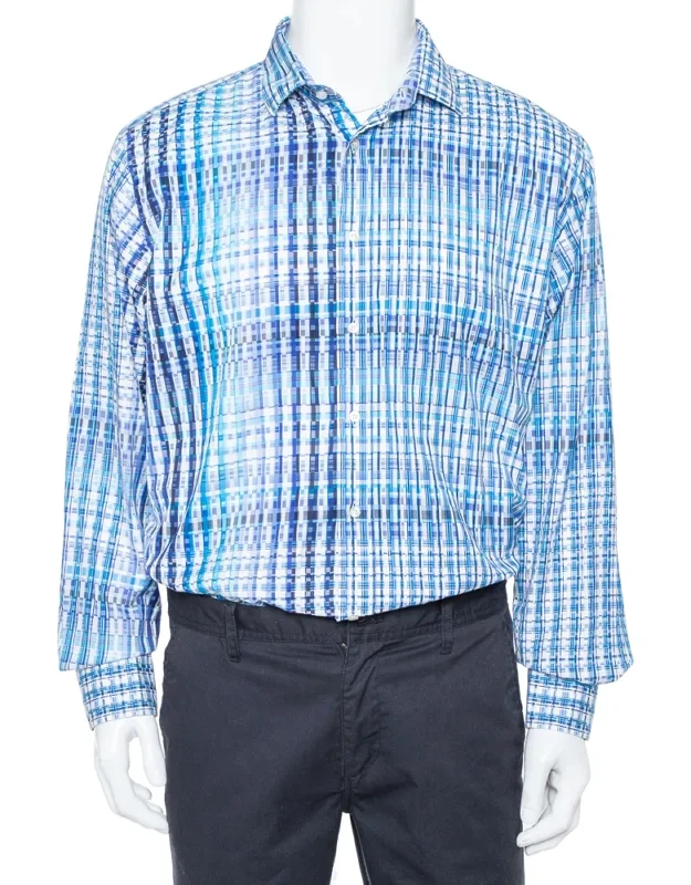 Basket Weave Pattern Cotton Button Front Shirt