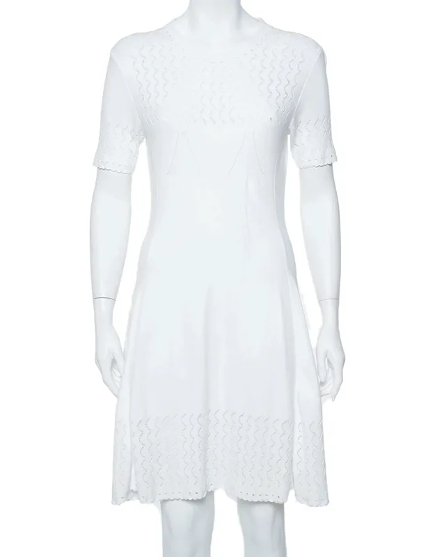 Perforated Knit Fit & Flare Dress
