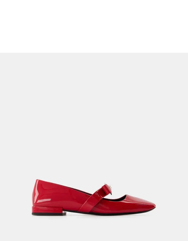Ribbon Flat Shoes - Smooth Calfskin, Cross Strap With Buckle