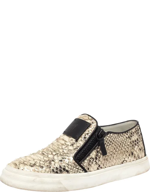 Multicolor Python Embossed Leather Slip-on Sneakers