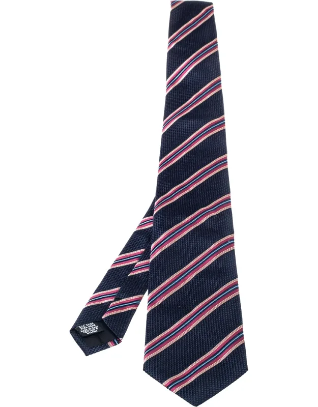 Boss By Hugo Boss Striped Silk Tie With Penny Keeper Strap