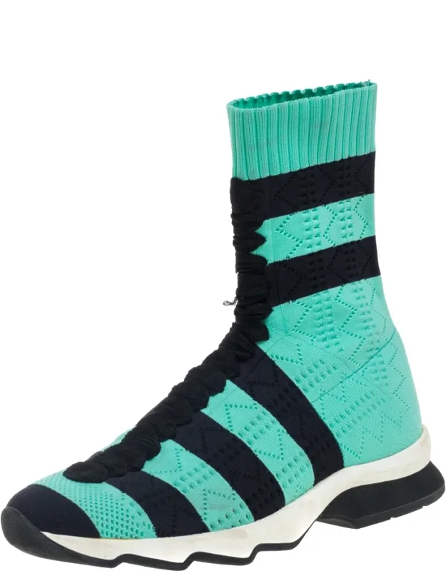 Knit Fabric Striped Sock Sneakers