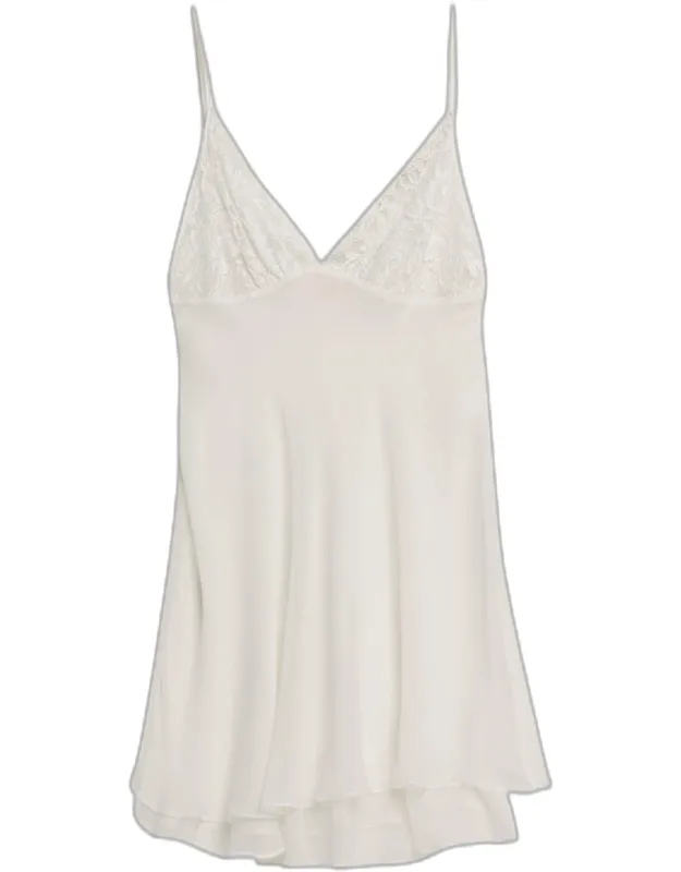Floral Lace & Silk Chiffon Mini Slip Dress