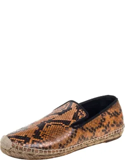 Two Tone Python Leather Flat Espadrilles