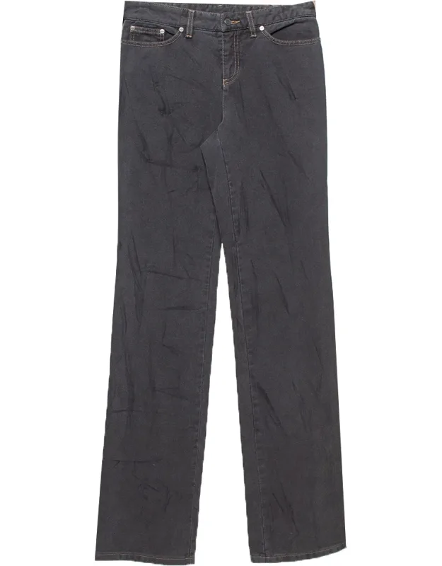 Vintage Dark Grey Sanded Denim Straight Leg Jeans