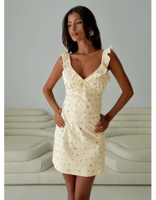 Tattoo Kisses Frill Mini Dress With Tie Detail And Gathered Bust