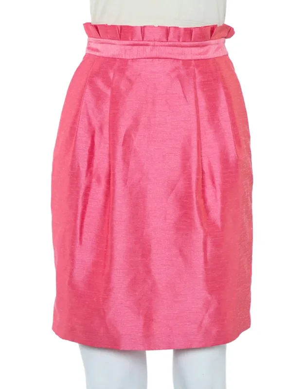 Synthetic Paper Bag Waist Detail Mini Skirt
