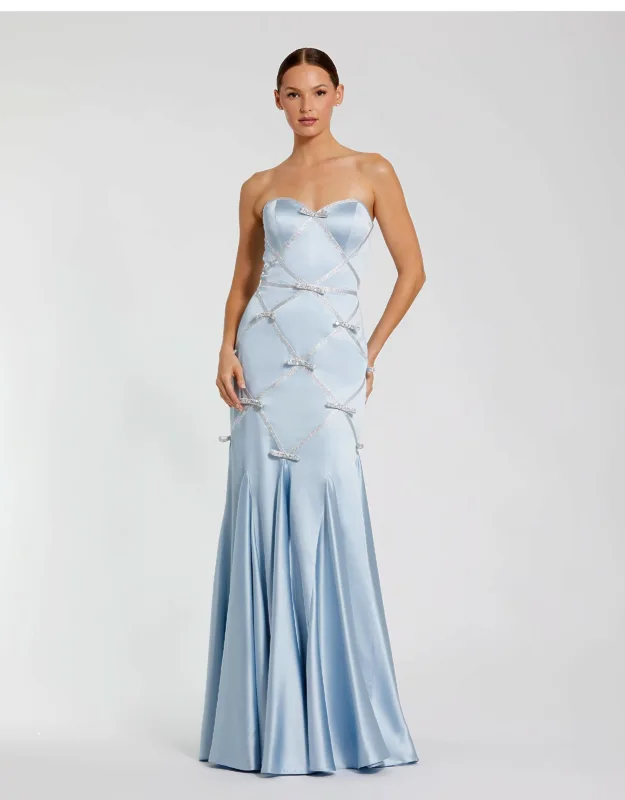 Strapless Satin Dress With Bow Details