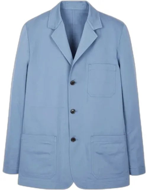 Light Blue Cotton-linen Twill Work Jacket