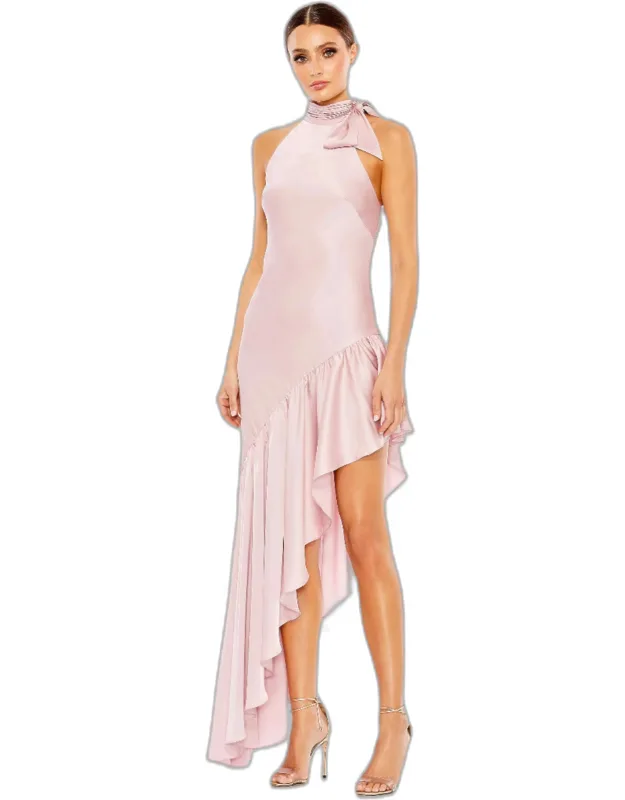 Halter Neck Ruffled Asymmetrical Dress