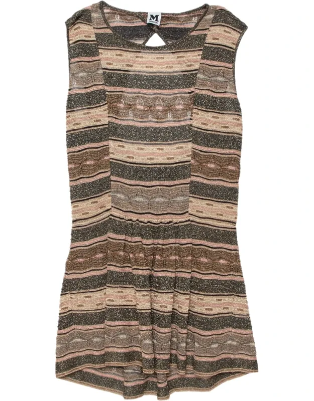 Multicolor Lurex Knit Open Back Detail Mini Dress