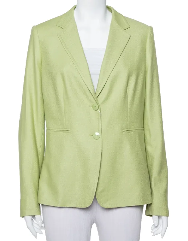 Light Wool & Silk Button Front Blazer