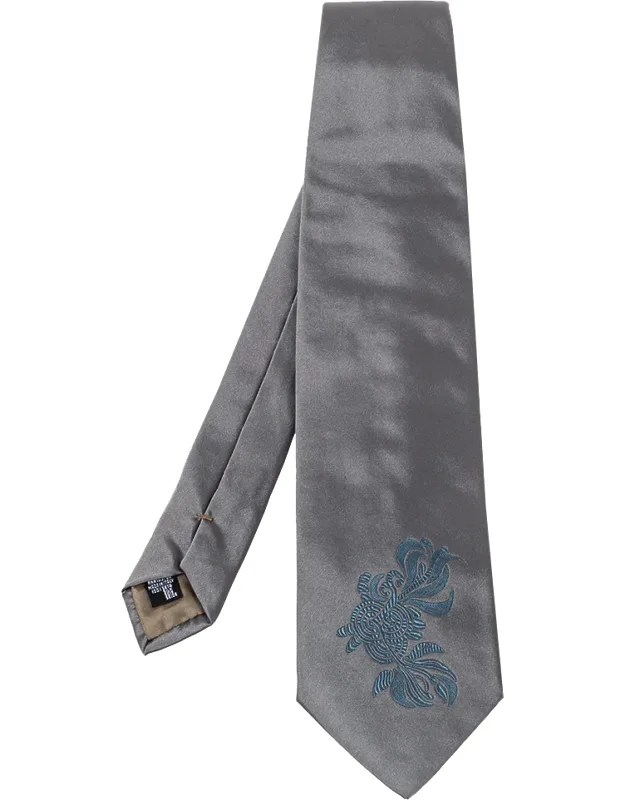 Floral Detail Silk Traditional Tie