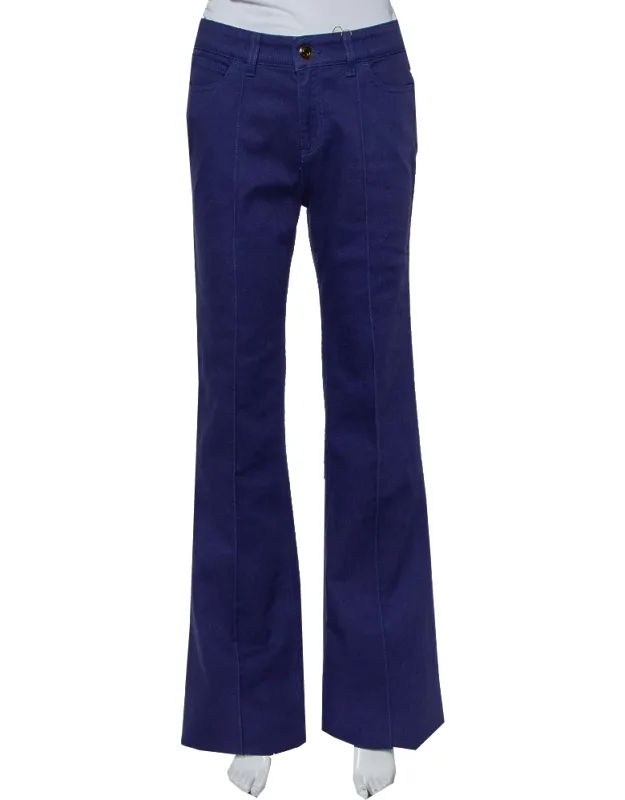 Denim Paneled Flared Leg Jeans