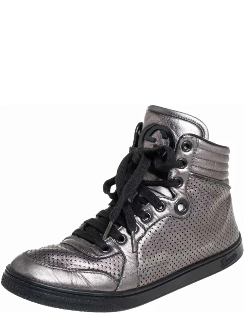 Metallic Leather High-top Sneakers