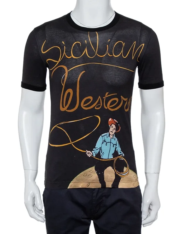 Sicilian Western Printed Cotton Crewneck T-shirt