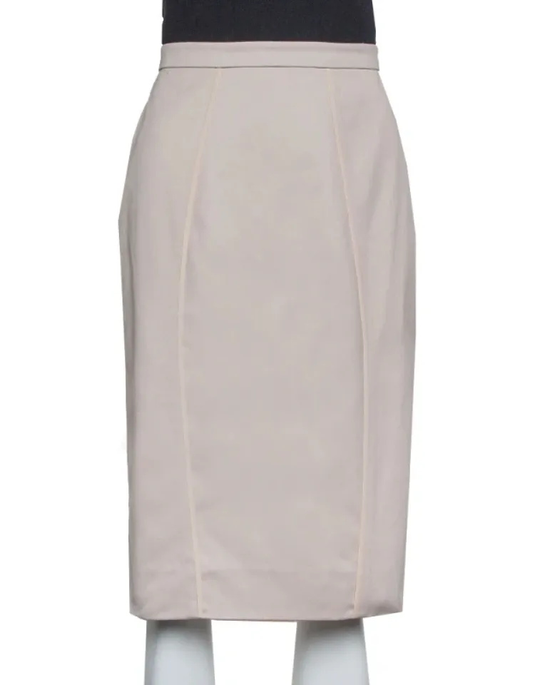 Cotton Ruffle Detail Paneled Knee Length Skirt