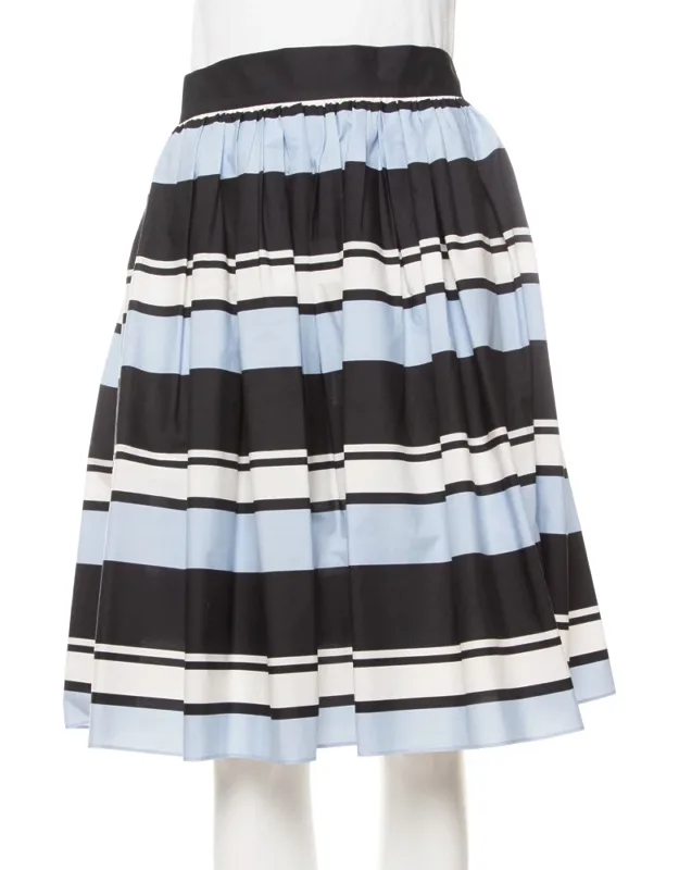 Striped Cotton Flared Mini Skirt