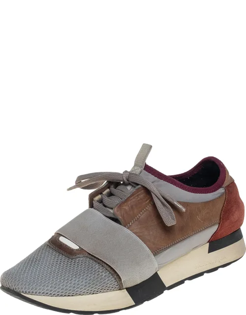 Multicolor Mesh And Leather Race Runner Sneakers