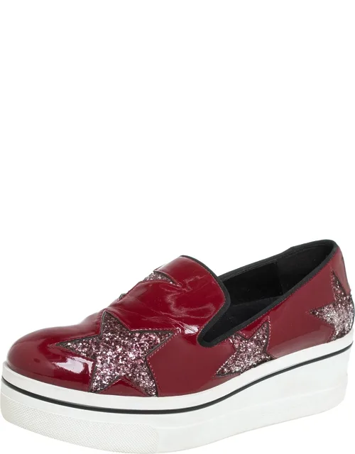 Faux Patent Leather Slip-on Platform Sneakers