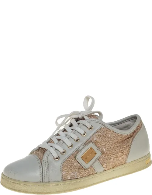 Leather Sequin Embellished Sneakers