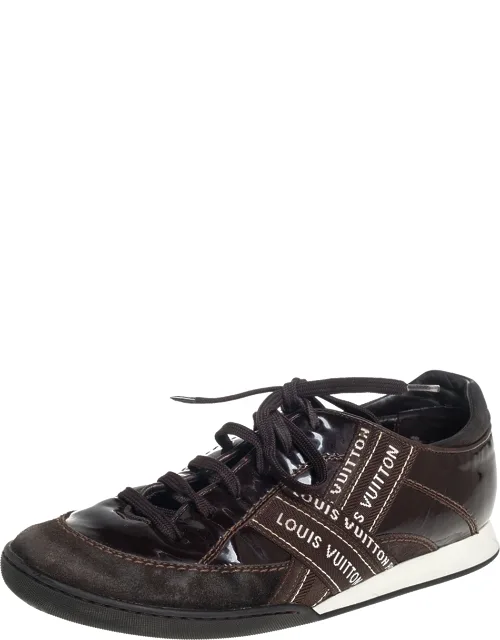 Suede And Patent Leather Low Top Sneakers