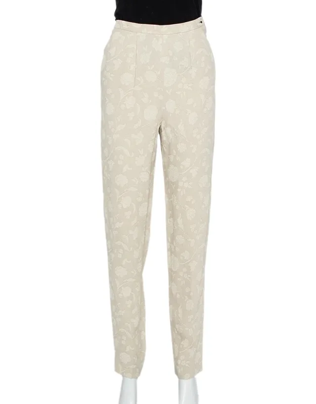 Floral Jacquard Tapered Vintage Trousers