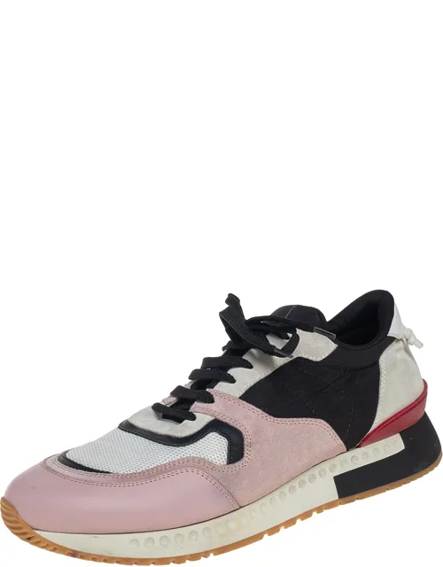 Multicolor Suede Leather And Mesh Lace Up Sneakers