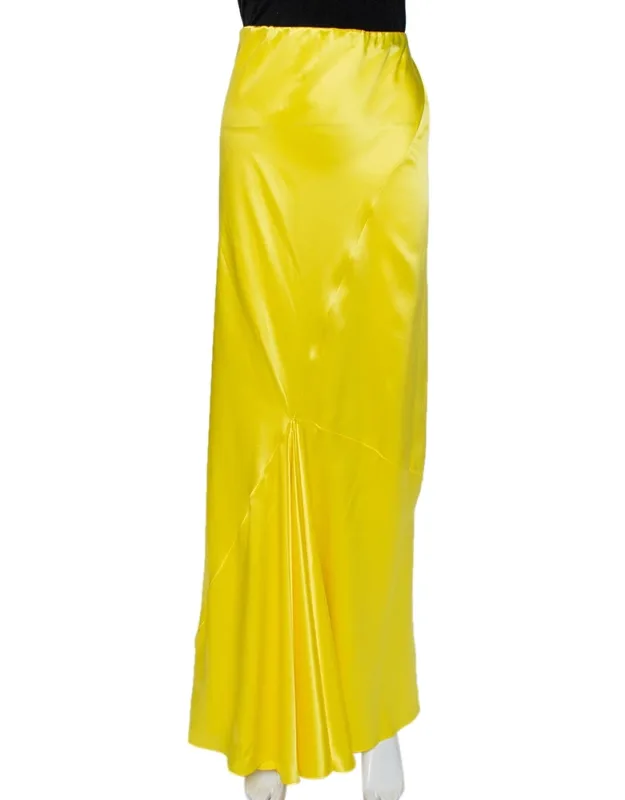 Silk Satin Flared Maxi Skirt
