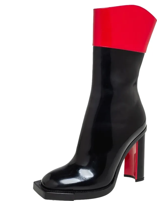 Patent Leather Calf Length Boots