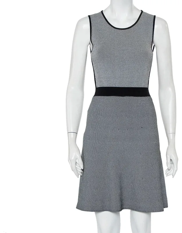 Monochrome Patterned Knit Skater Dress