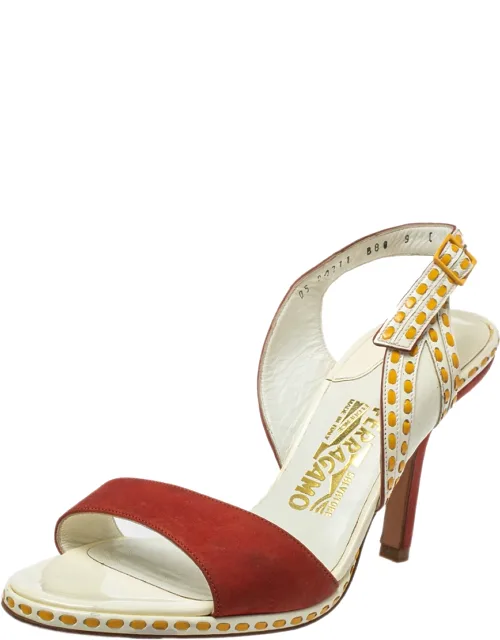 Patent And Leather Slingback Sandals