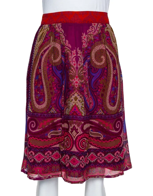 Paisley Printed Silk Mini Skirt
