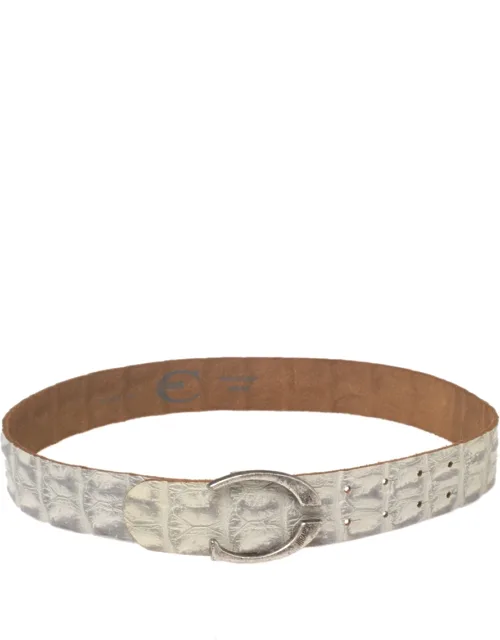 Croc Embossed Leather Buckle Belt 85cm