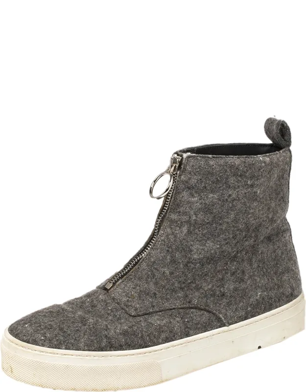 Wool Felt High Top Zip Up Sneakers