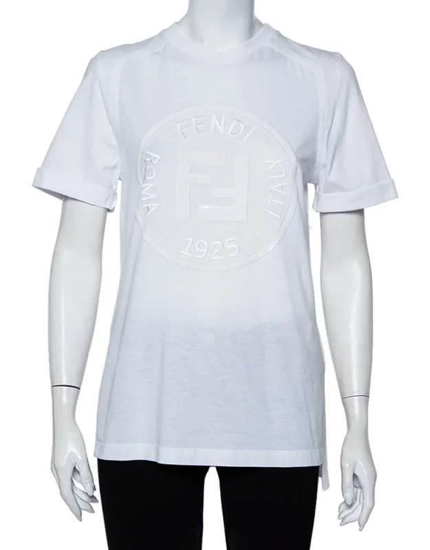 Sequin Embellished Logo Embroidered Cotton Fringed Detail T-shirt