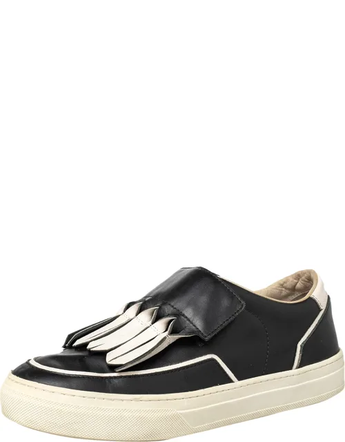 Leather Fringe Detail Slip On Sneakers