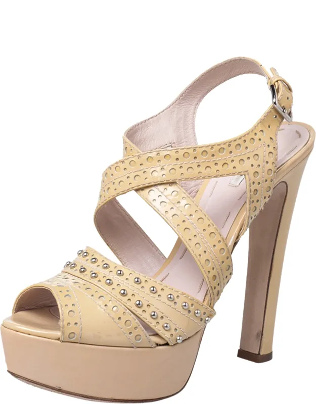Patent Leather Peep Toe Platform Ankle Strap Sandals