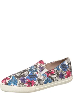 Multicolor Printed Canvas Slip On Sneakers