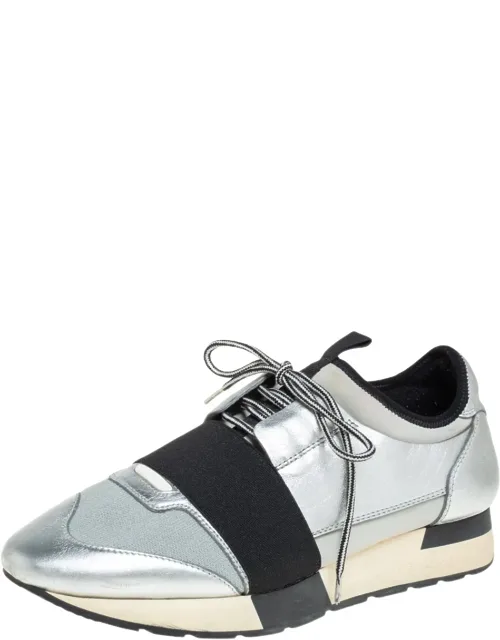 Balenciaga Race Runner Low Top Sneakers With Strap Detailing And Leather Lined Insole