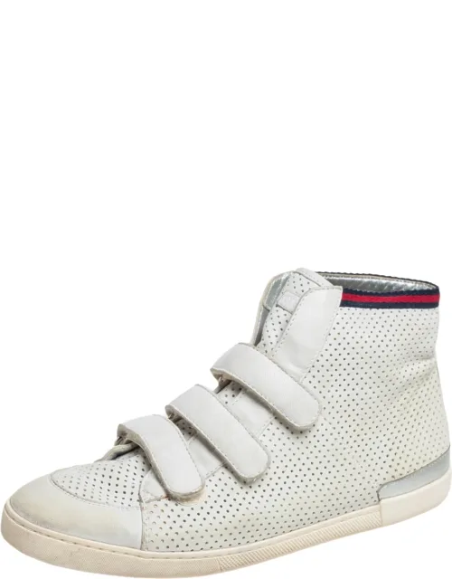 White Leather High Top Sneakers
