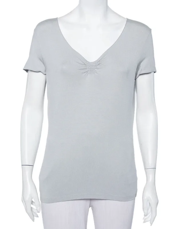 Knit Ruched Neck Detail T-shirt