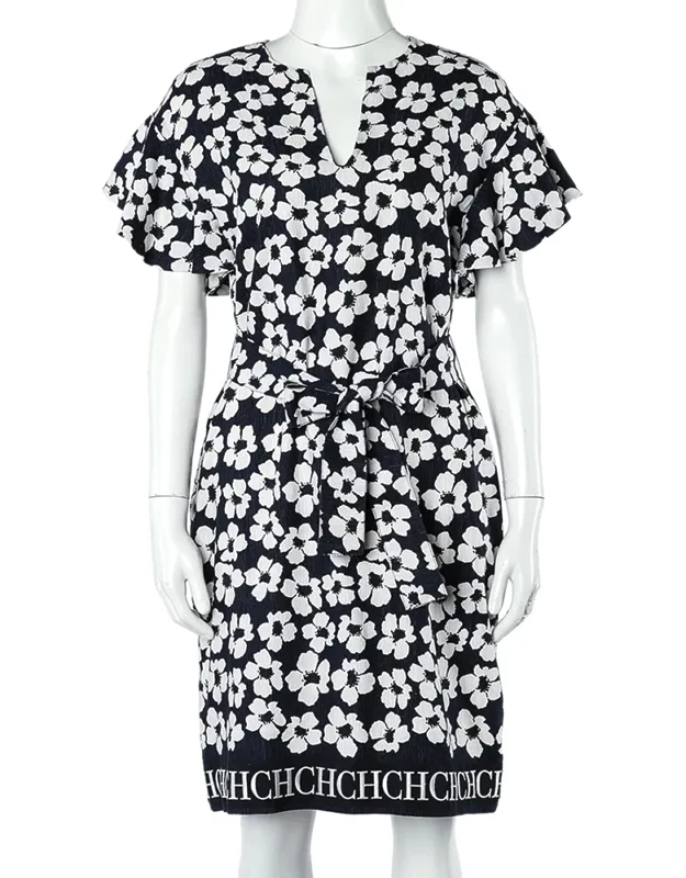 Floral Print Silk & Linen Belted Dress