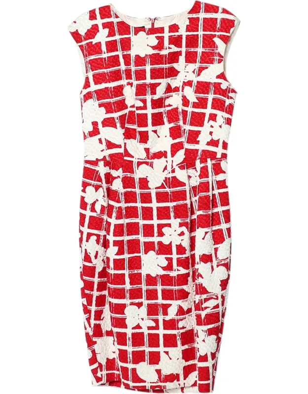 Floral Grid Printed Sheath Dress