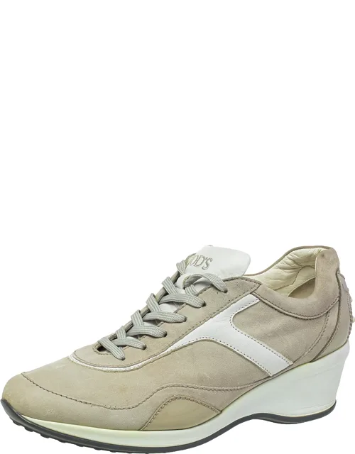 Leather And Suede Low Top Sneakers