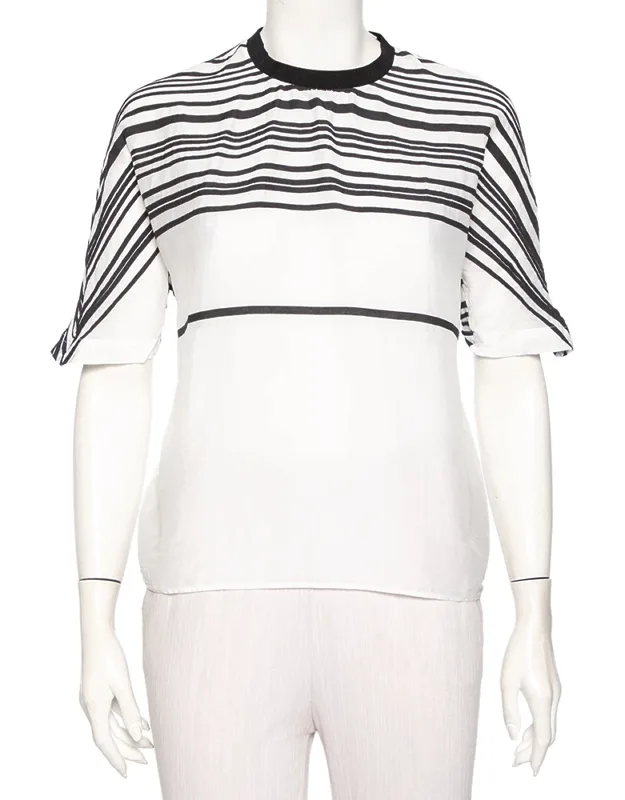 Cotton & Silk Striped Detail T-shirt